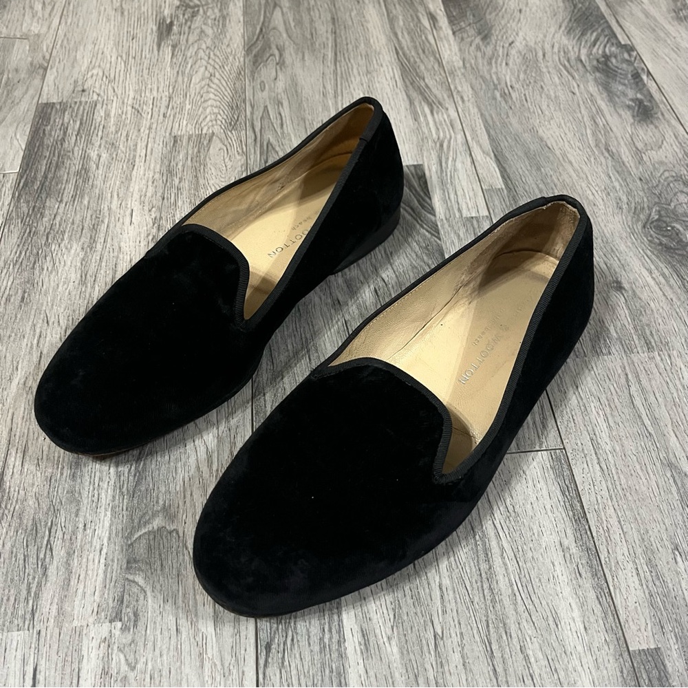 Stubbs & Wootton Black Velvet Flats Slides Slip On Shoes